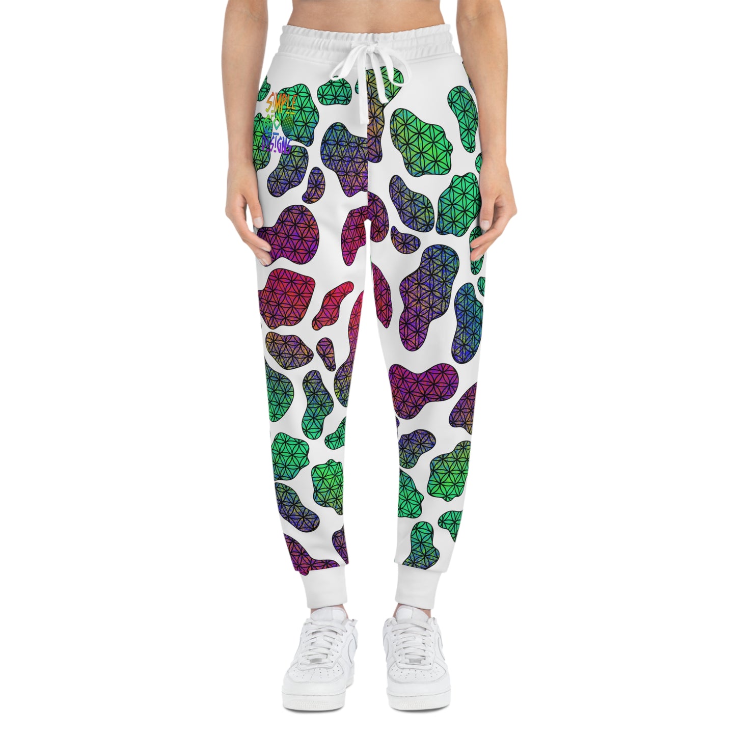 Cosmic Cow Print Athletic Joggers