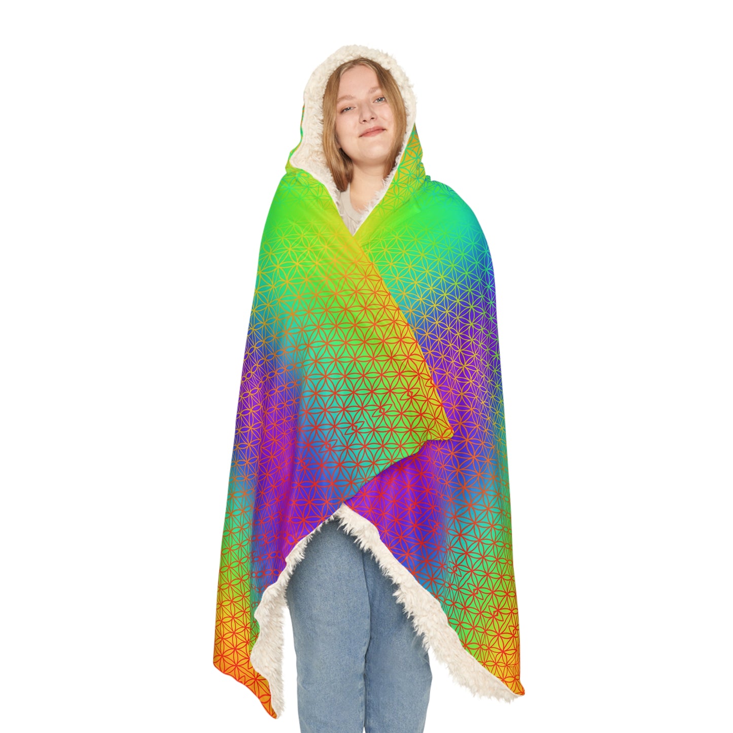 Rainbow Flower of Life Snuggle Blanket