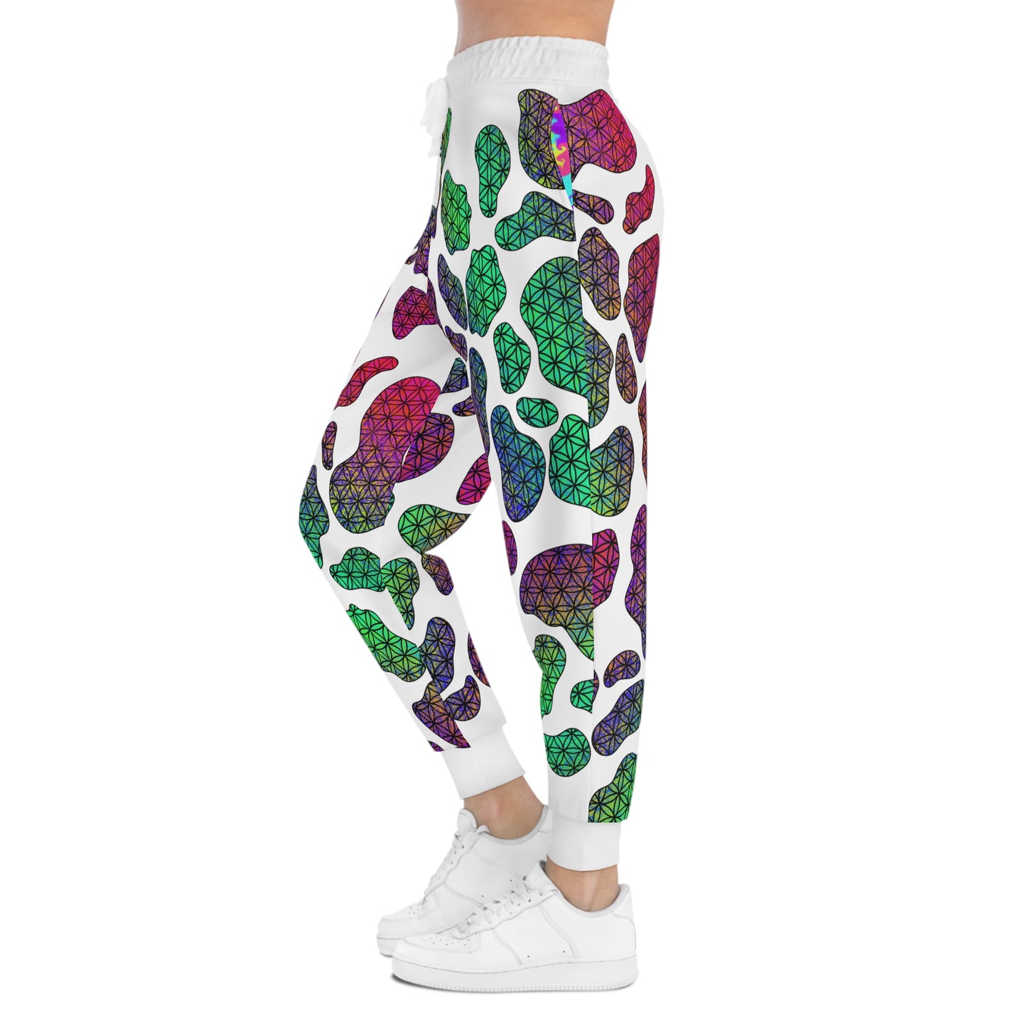 Cosmic Cow Print Athletic Joggers