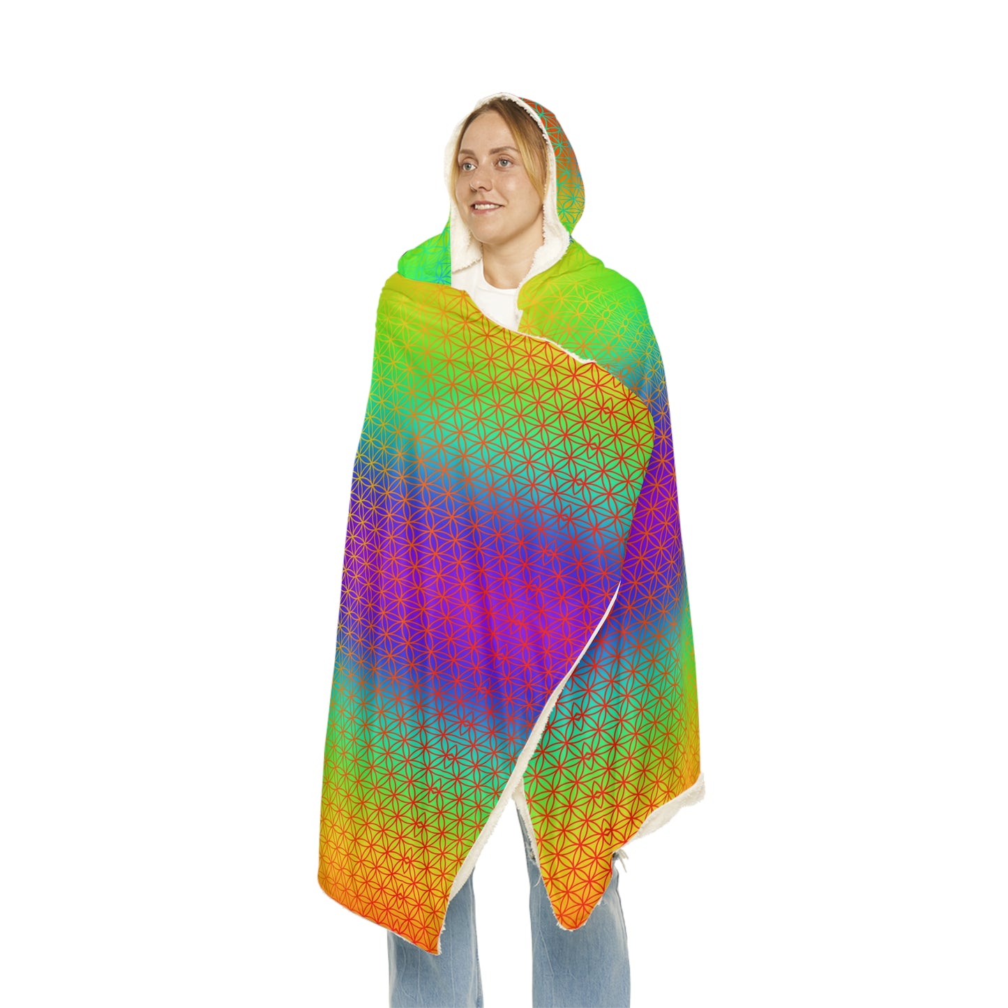 Rainbow Flower of Life Snuggle Blanket
