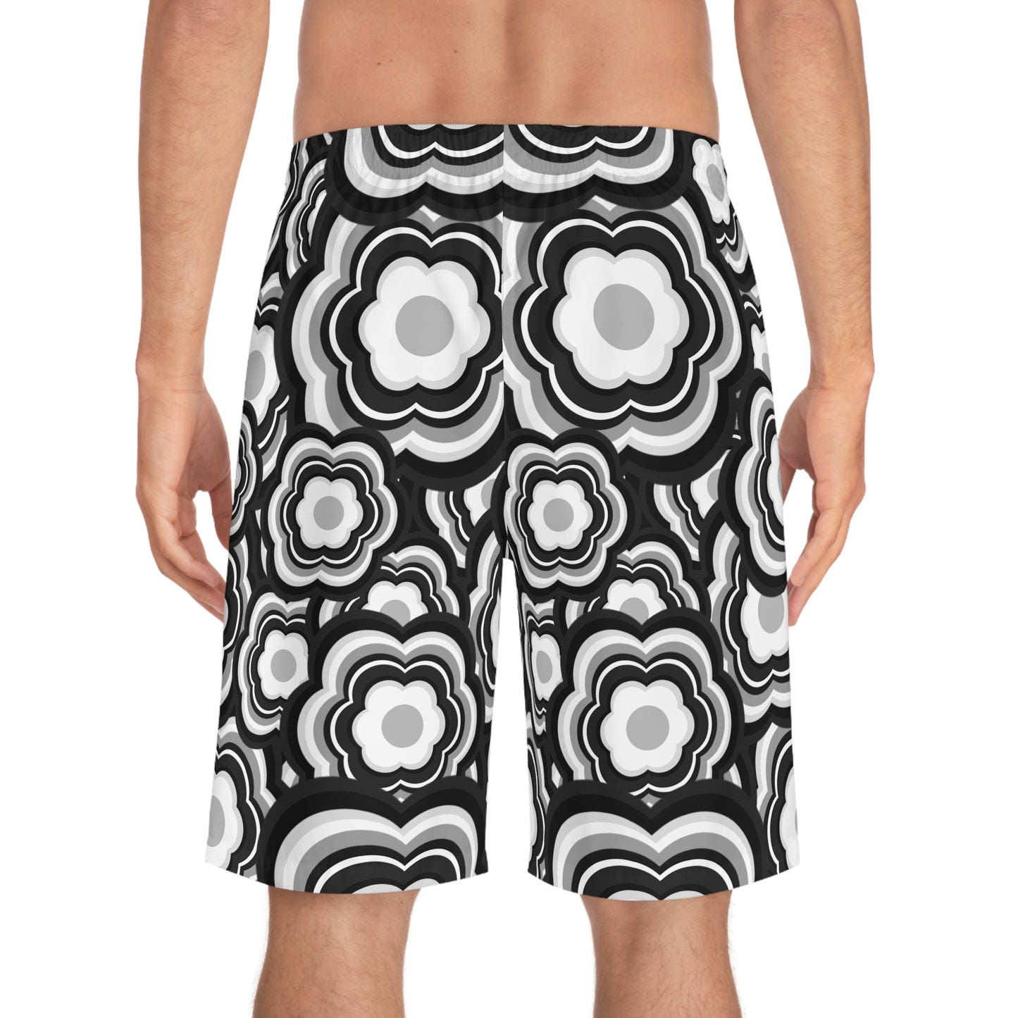 B&W Flower Power Board Shorts