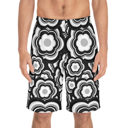 B&W Flower Power Board Shorts