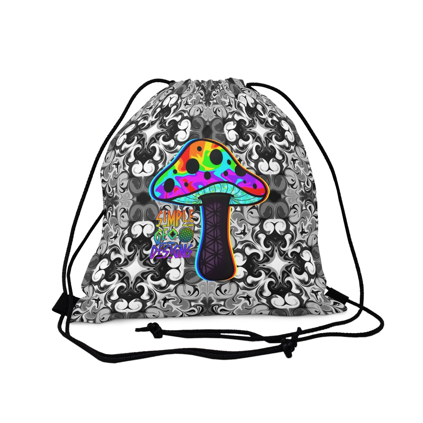 Rainbow Mushroom Drawstring Bag