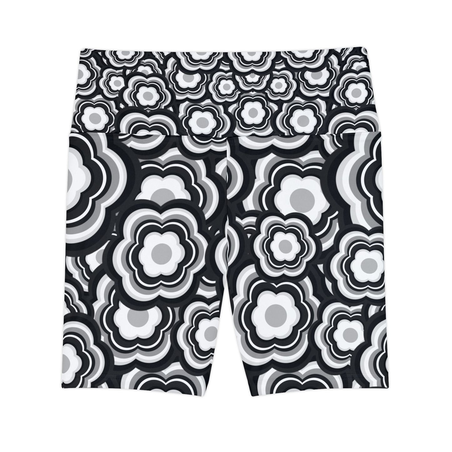 B&W Flower Power Workout Shorts