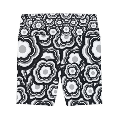 B&W Flower Power Workout Shorts