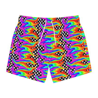 Rainbow Glitch Swim Trunks