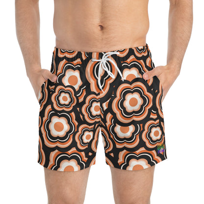 Orangetastic Flower Power Swim Trunks