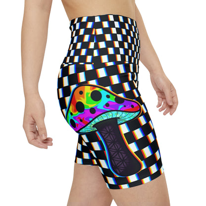 Rainbow Mushroom Workout Shorts