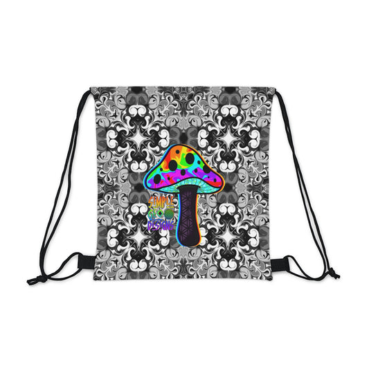 Rainbow Mushroom Drawstring Bag