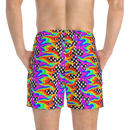 Rainbow Glitch Swim Trunks