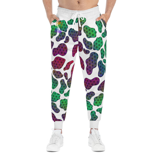 Cosmic Cow Print Athletic Joggers