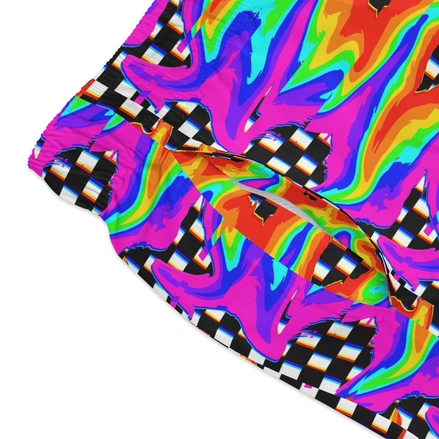 Rainbow Glitch Swim Trunks