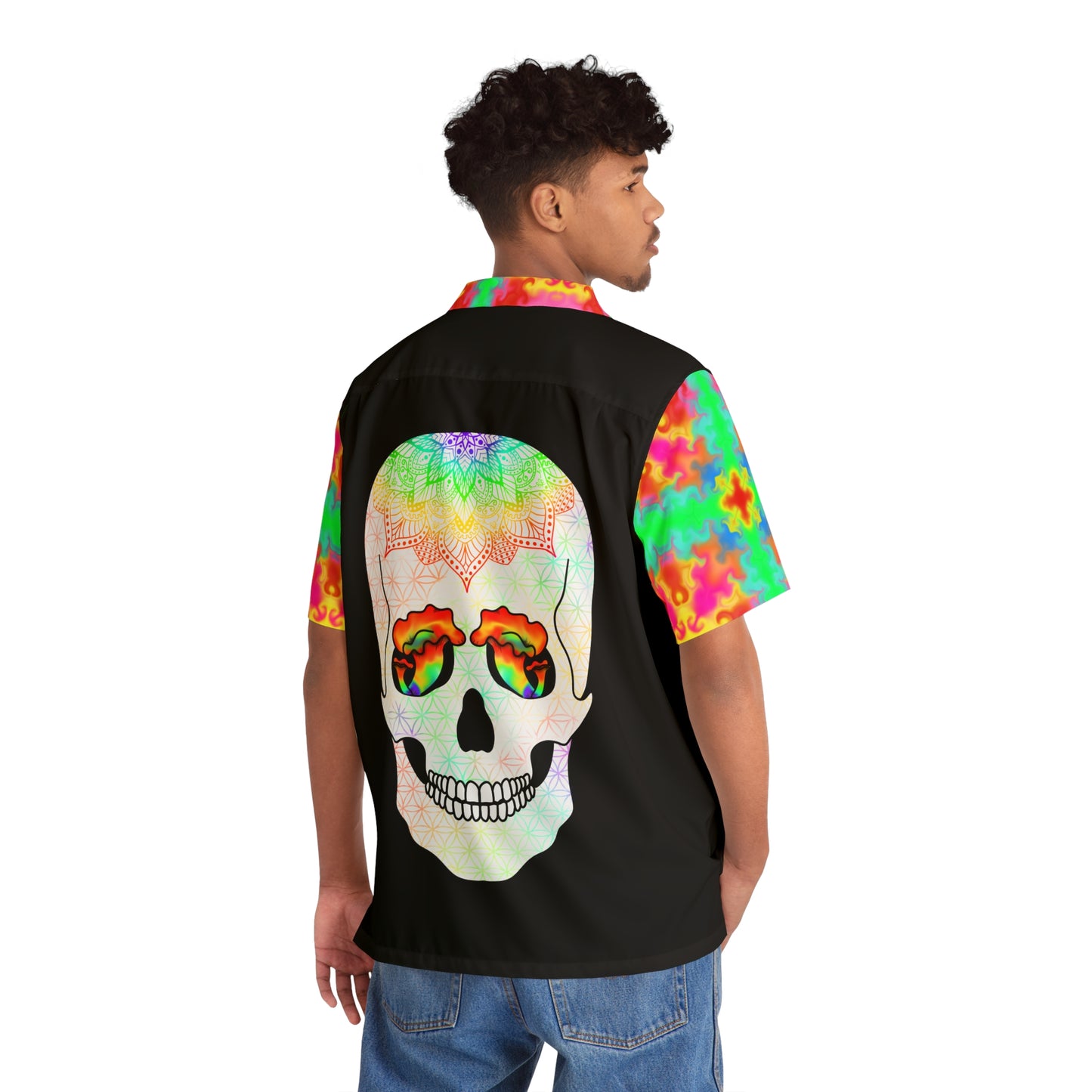 Cosmic Kaleidoscope Skull Hawaiian Shirt